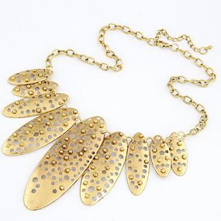 Womens Fashion Metallic Hollow Oval Necklace