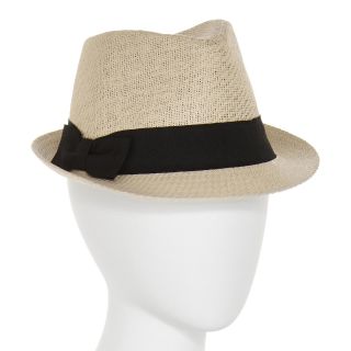 Scala Straw Fedora Hat, Nat/blk, Womens