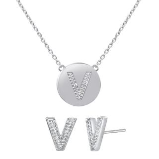 ONLINE ONLY   Diamond Addiction Diamond Accent Initial V Set, Womens