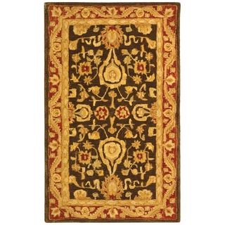 Handmade Kashan Charcoal/ Red Wool Rug (3 X 5) (GrayPattern OrientalMeasures 0.625 inch thickTip We recommend the use of a non skid pad to keep the rug in place on smooth surfaces.All rug sizes are approximate. Due to the difference of monitor colors, s