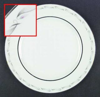 Kyoto Crescendo Dinner Plate, Fine China Dinnerware   Gray Leaf Design On Edge,P