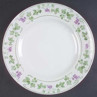 Gibson Designs English Ivy Dinner Plate, Fine China Dinnerware   Purple Grapes &