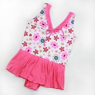 Girls Floral Print Cute One Piece Dresss Swimwear