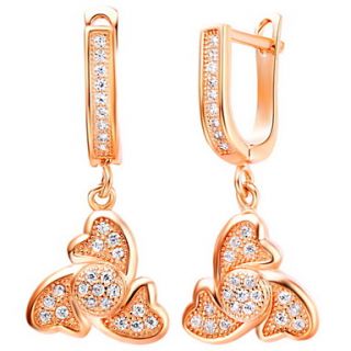 Sweet Gold Or Silver Plated With Cubic Zirconia Hearts Drop Womens Earrings(More Colors)