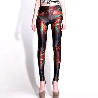 Elonbo Charming Image Style Digital Painting High Women Free Size Waisted Stretchy Tight Leggings