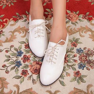 Hushan Womens Stylish Solid Color PU Leather Shoes(White)