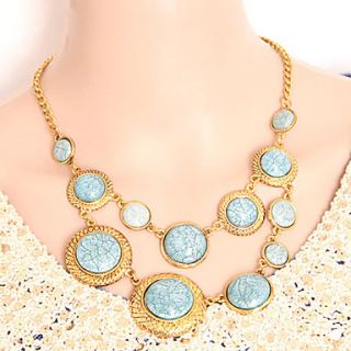 Womens Fashion Double Deck Resin Water Drop Necklace