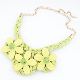 Womens Cute Knitted Flowers Necklace