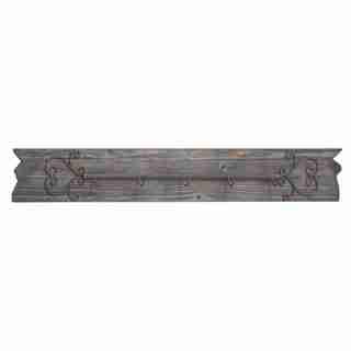 Blue/ Grey Wood Wall Decor (Blue greyMaterials Wood, metalQuantity One (1)Setting IndoorDimensions 7 inches high x 48 inches wide x 3 inches deepFive hooks for hanging various itemsDurable and long lasting )