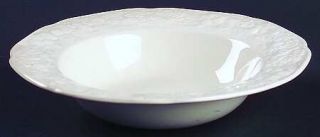 Crown Ducal Florentine White Rim Cereal Bowl, Fine China Dinnerware   Off White,