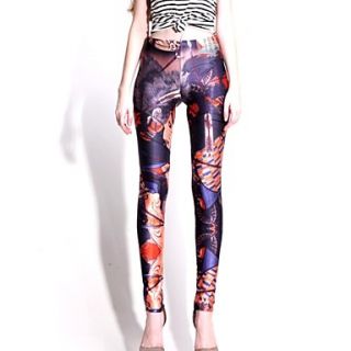 Elonbo Cool Image Style Digital Painting High Women Free Size Waisted Stretchy Tight Leggings