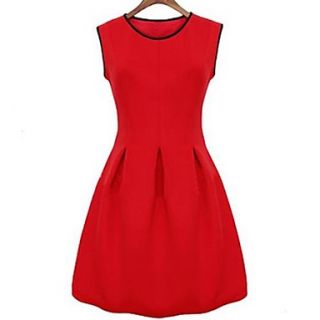 Womens Temperament Red Sleeveless Summer Evening Mini Dress