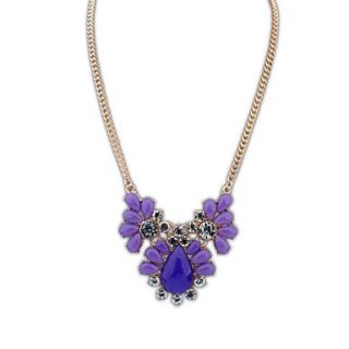 Fashion Cute Sweet (Flowers) Resin Rhinestone Chain Statement Necklace (More Color) (1 pc)