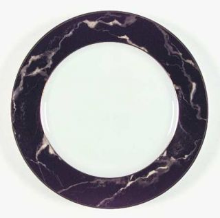 Mikasa Travertine Black Dinner Plate, Fine China Dinnerware   Black Marble Rim