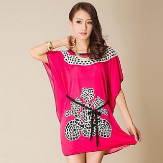 The New Large Size Womens Spring and Summer Dresses Quality Loose Dolman Sleeve Dress(Random pattern)