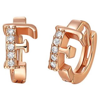 Special Silver And Gold Plated With Cubic Zirconia Letter F Womens Earring(More Colors)