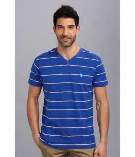 U.S. Polo Assn W Strip V Neck T 2N Mens T Shirt (Blue)