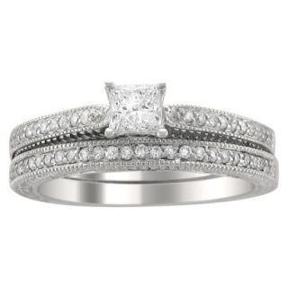 5/8 CT. T.W. Princess and Round Cut Diamond Bridal Prong Set Ring in 14K White