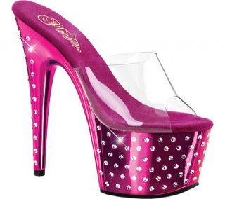 Womens Pleaser Stardust 701   Clear/Hot Pink Chrome High Heels