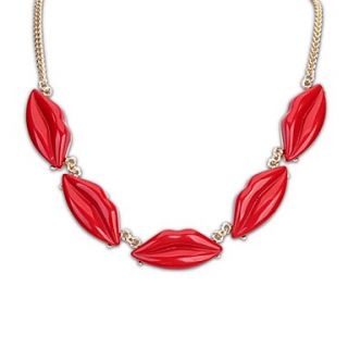 European Style (Sexy Lips) Plated Alloy Resin Chain Statement Necklace (More Colors) (1 pc)