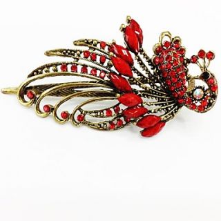 Fashion Diamond Red Phoenix Peacock Shining for Women Hair Accessories Jewelry
