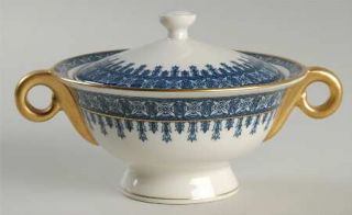 Haviland Cambridge Blue Sugar Bowl & Lid, Fine China Dinnerware   New York, Blue