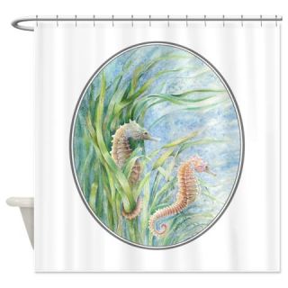  2 seahorses floating along Shower Curtain  Use code FREECART at Checkout