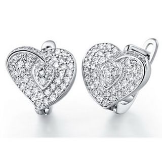 Sweet Silver Plated Silver With Cubic Zirconia Heart Shape Womens Earring