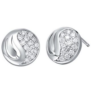 Classic Silver Plated Silver With Cubic Zirconia Round Shape Womens Earring