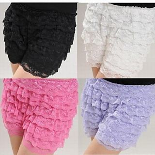 New Womens Ice Silking Pleated Lace Safety Pants