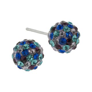 Bridge Jewelry Sterling Silver Multicolor Crystal Ball Stud Earrings