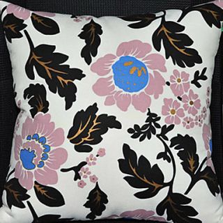 Black Flowers Pattern Decorative Pillow With Insert