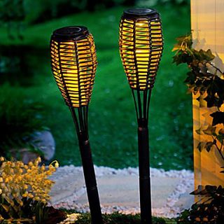 Set of 2 Solar LED Rattan Candle Light Garden Lawn Lamp Stake(CSS 57297)