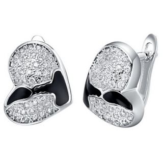 Special Silver Plated Silver With Cubic Zirconia Heart Shape Womens Earring