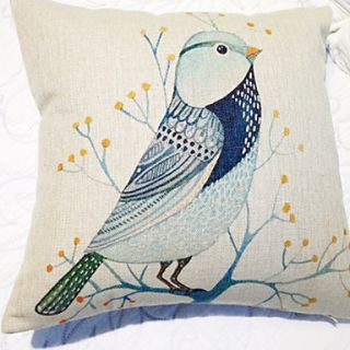 Country Blue Bird Pattern Decorative Pillow With Insert