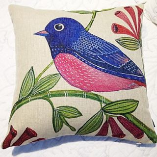 Country Pink Bird Pattern Decorative Pillow With Insert