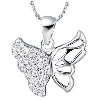 Graceful Butterfly Shape Silvery Alloy Womens Necklace(1 Pc)(Purple,White)