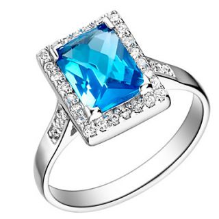 Vintage Style Sliver Blue With Cubic Zirconia Square Cut Womens Ring(1 Pc)