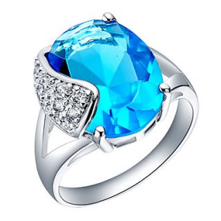 Elegant Sliver With Cubic Zirconia Oval Womens Ring(Blue,Purple)(1 Pc)