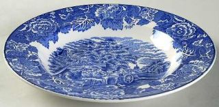 Enoch Wood & Sons English Scenery Blue (Blue Backs,Smooth) Large Rim Soup Bowl,