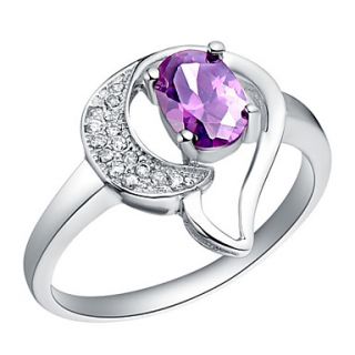 Exquisite Sliver Purple With Cubic Zirconia Hollow Womens Ring(1 Pc)