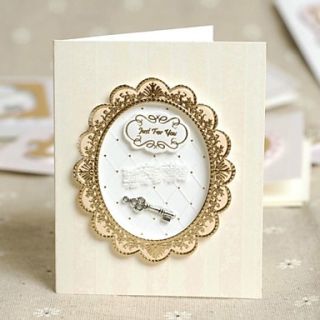 Gold Oval Lace Edge Pattern Side Fold Greeting Card for Mothers Day