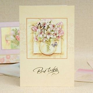 Floral Vertical Side Fold Greeting Card