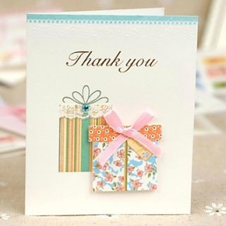 Cake Pattern Side Fold Thank You Card with Bow