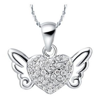 Vintage Heart Wing Shape Silvery Alloy Womens Necklace(1 Pc)