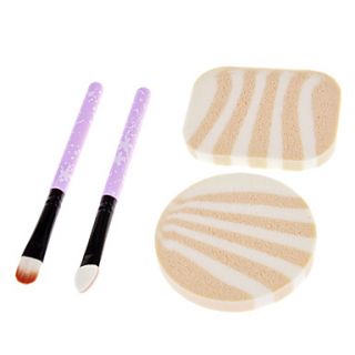 2Pcs Powder Puff 2Pcs Eyeshadow Brush Cosmetic Set