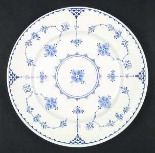 Franciscan Denmark Blue Dinner Plate, Fine China Dinnerware   Blue Floral & Line