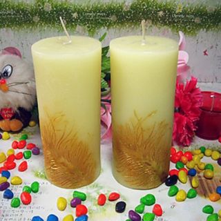 Gold Feather Pattern Hand Crafted Candles