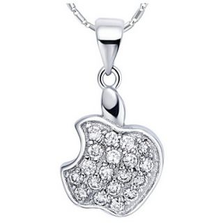 Hot Sale Graceful Apple Shape Slivery Alloy Necklace With Rhinestone(1 Pc)