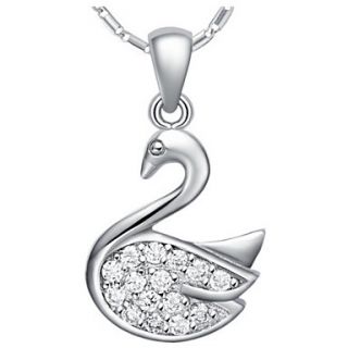 Vintage Swan Shape Slivery Alloy Necklace With Rhinestone(1 Pc)